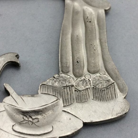 Vtg Pewter Ornament Teapot Scene Lindsay Claire Designs Signed LCD Christmas - Picture 10 of 12